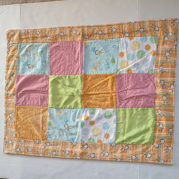 Handmade Patchwork Flannel Reversible Baby Blanket - Picture 3 of 16